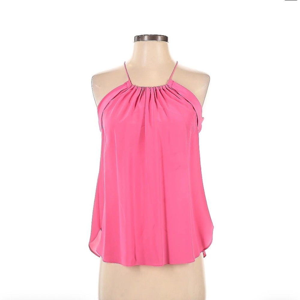 Trina Turk Gorgeous Silk Pink Sleeveless Ruched Blouse/Top